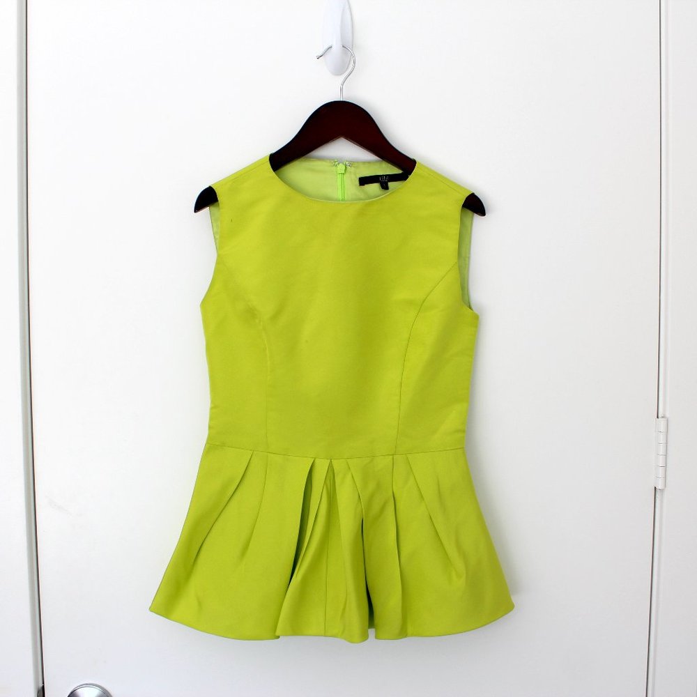 Tibi Lime Green Faille Peplum Shell - image 4